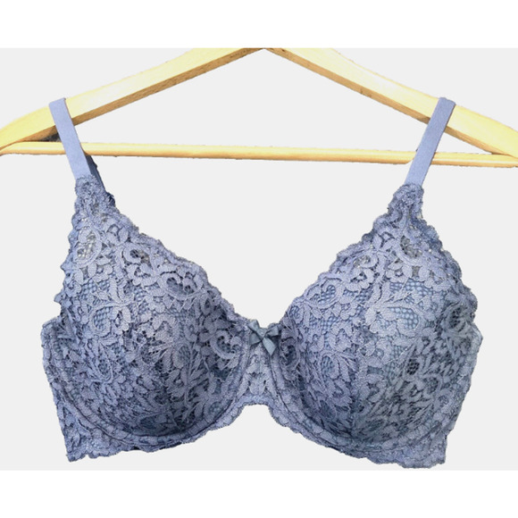 Body By Victoria Secret Bra 36DD Lined Demi Blue Lace Multiway Coquette Push Up - Picture 1 of 7